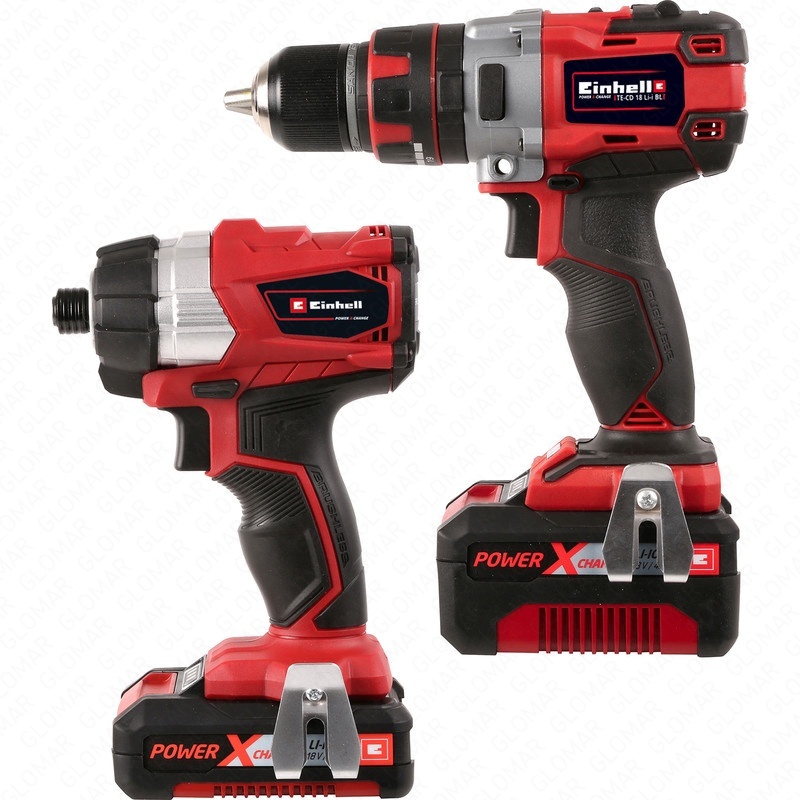 Einhell PXC 18V Cordless Brushless Drill & Impact Driver Twin Pack 1x4Ah & 1x2Ah
