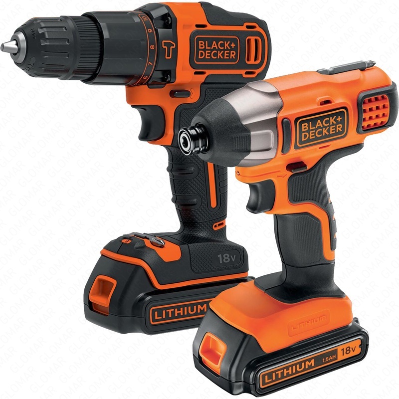 Black & Decker 18V Combi and Impact Driver Kit 2 x 1.5Ah