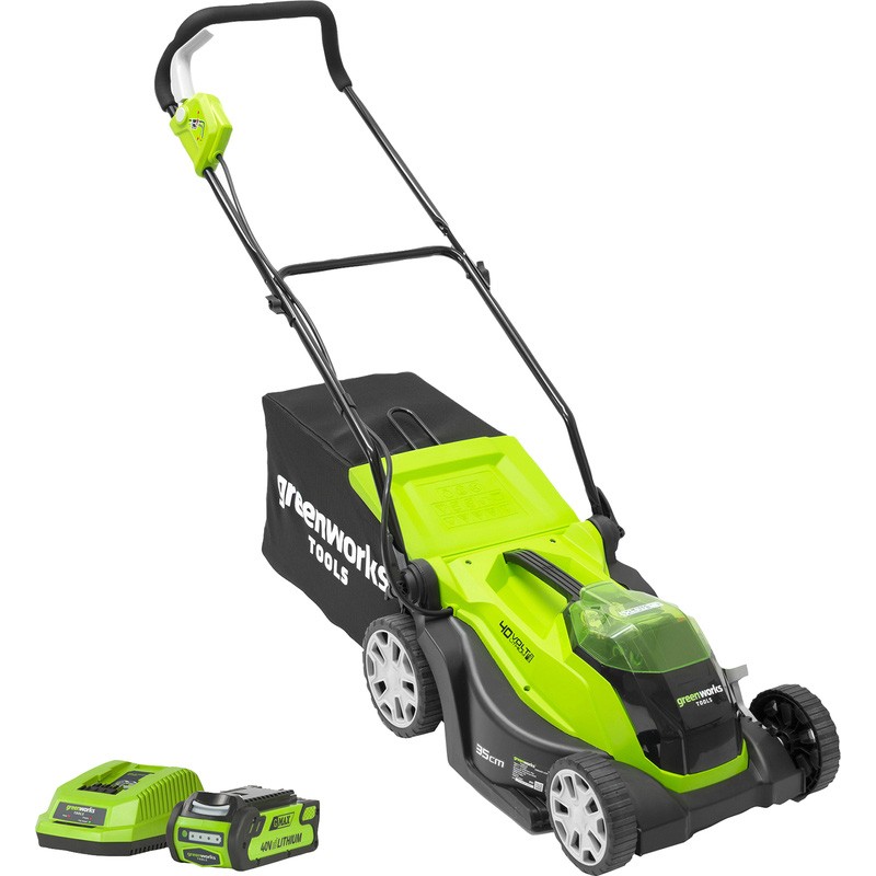 Greenworks 40V 35cm (14") Cordless Lawnmower 1 x 2.0Ah