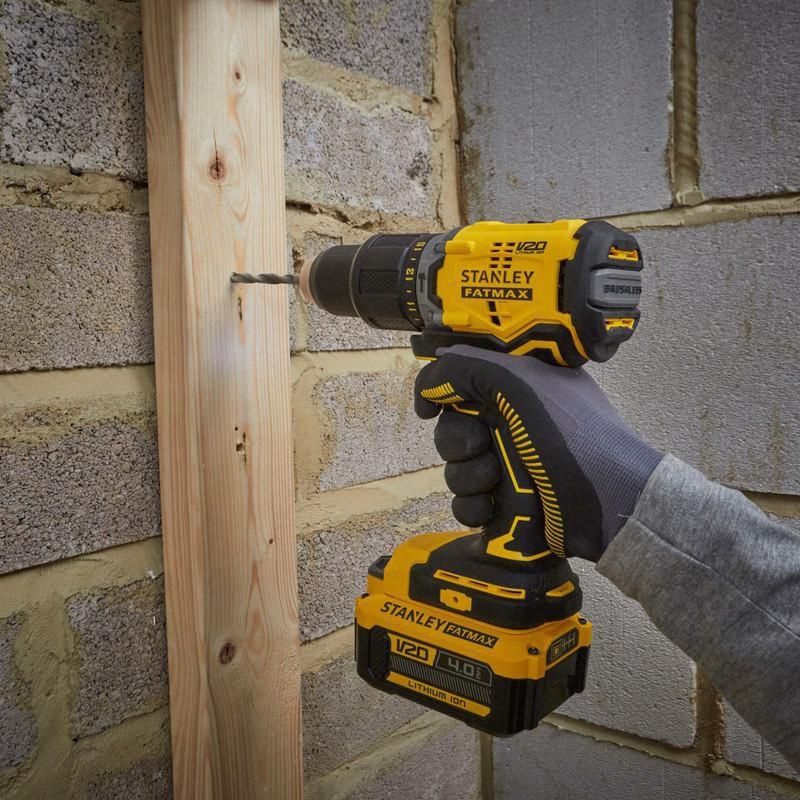 Stanley FatMax V20 18V Cordless Brushless Combi Drill & Impact Driver Twin Kit 2 x 4.0Ah