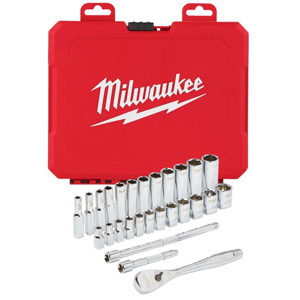 Milwaukee 28 Piece Metric 1/4 inch Drive Ratchet & Socket Set 4932464943