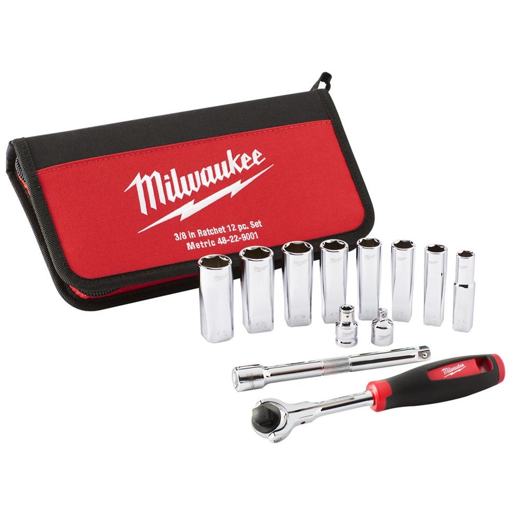 Milwaukee 12 Piece 3/8" Sq. Tradesman Ratchet & Socket Set