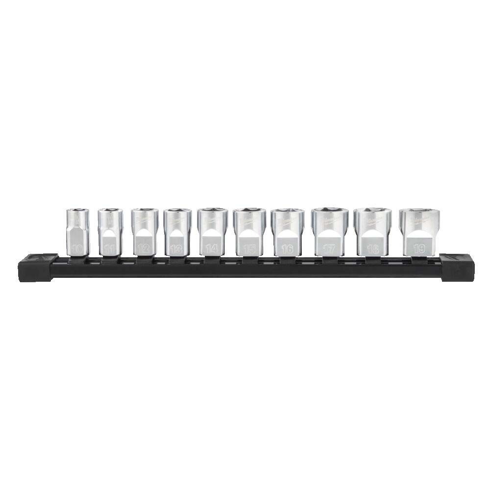 Milwaukee 10 Piece 38 Drive Metric Chrome Socket Set