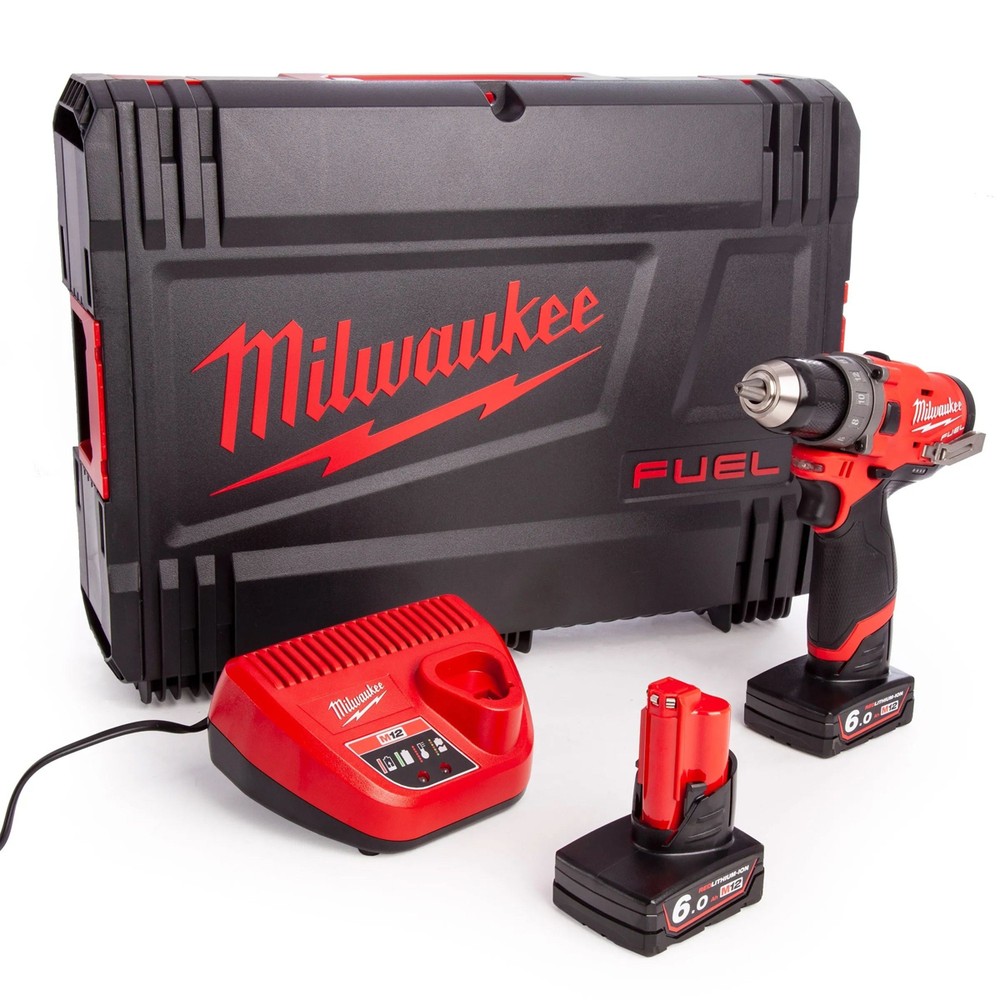 Milwaukee M12FDD-602X M12 12v Fuel Drill Driver x2 6Ah Batteries Charger Case
