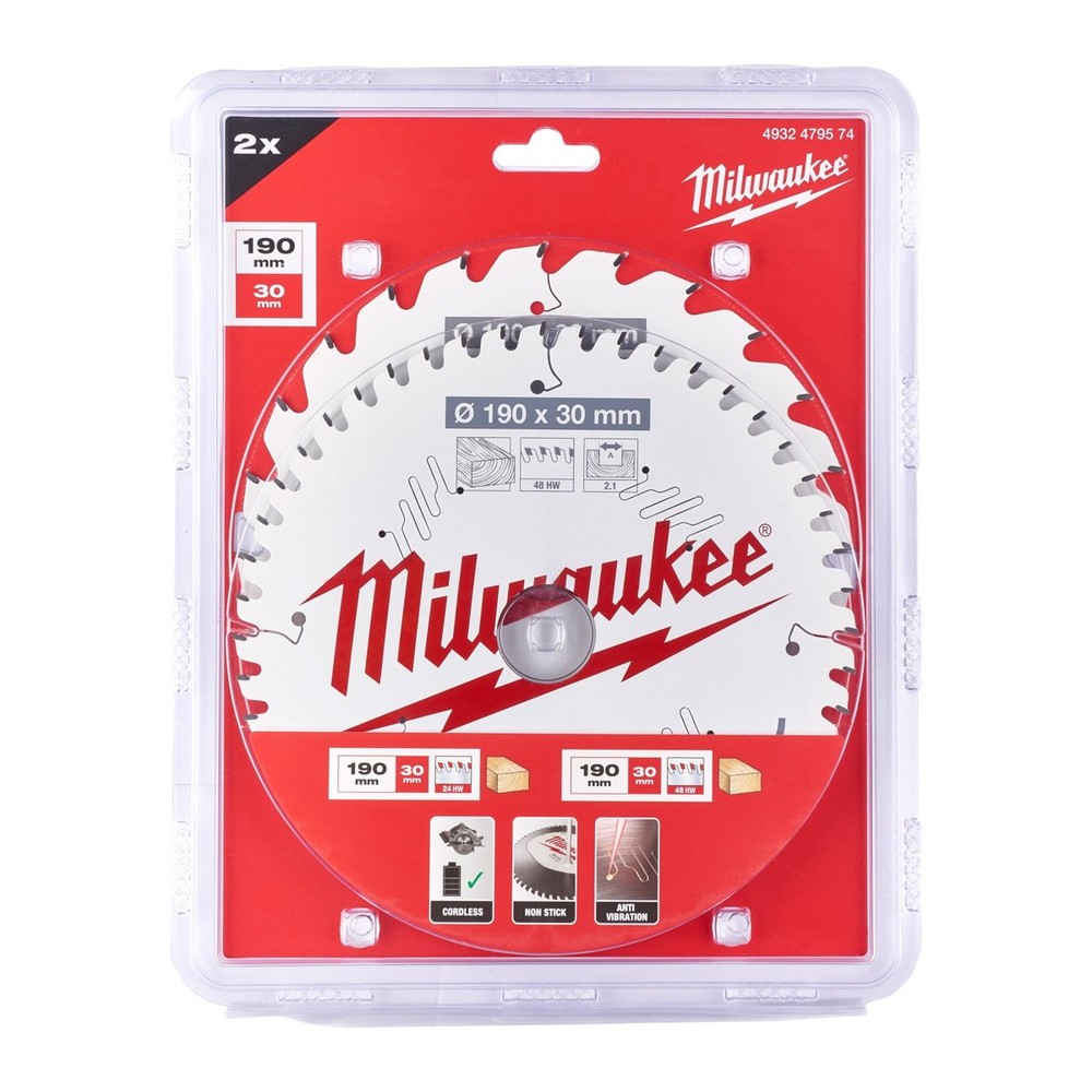 Milwaukee 190mm x 30mm Twin Pack Circular Saw Blade | 4932479574