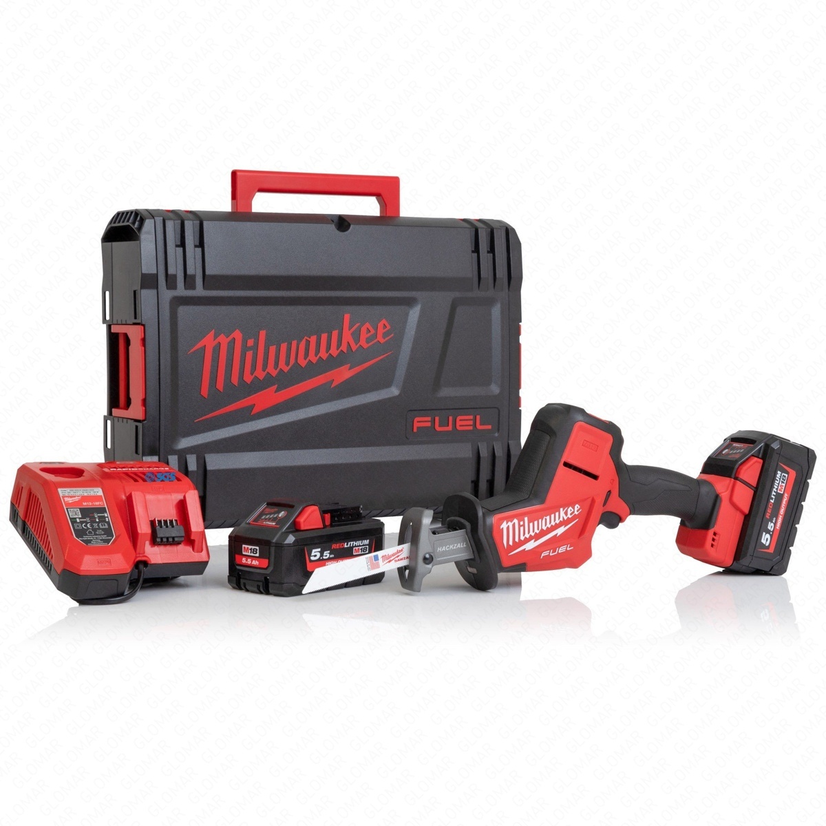 Milwaukee M18FHZ-552X M18 FUEL 18V Hackzall Reciprocating Saw Kit - 2x 5.5Ah Batteries Charger and Case