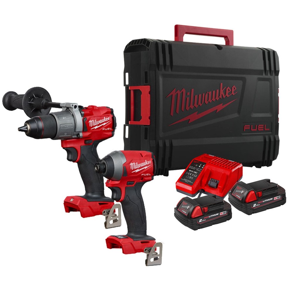 Milwaukee Twinpack - Drill & Impact Driver, 2Ah batts, Case