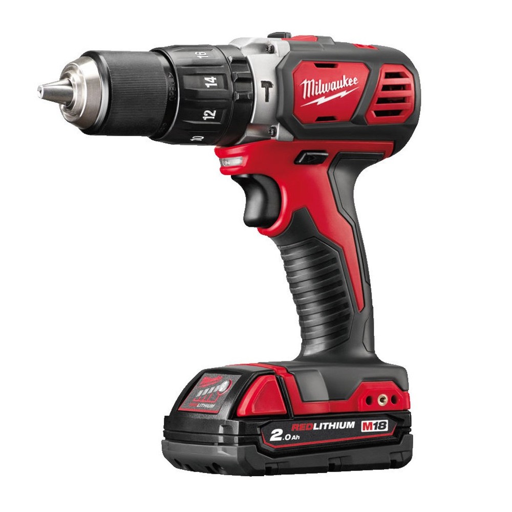 Milwaukee M18 BPD-202B 18v 13mm Compact Combi Drill Inc 2x 2.0Ah Batts