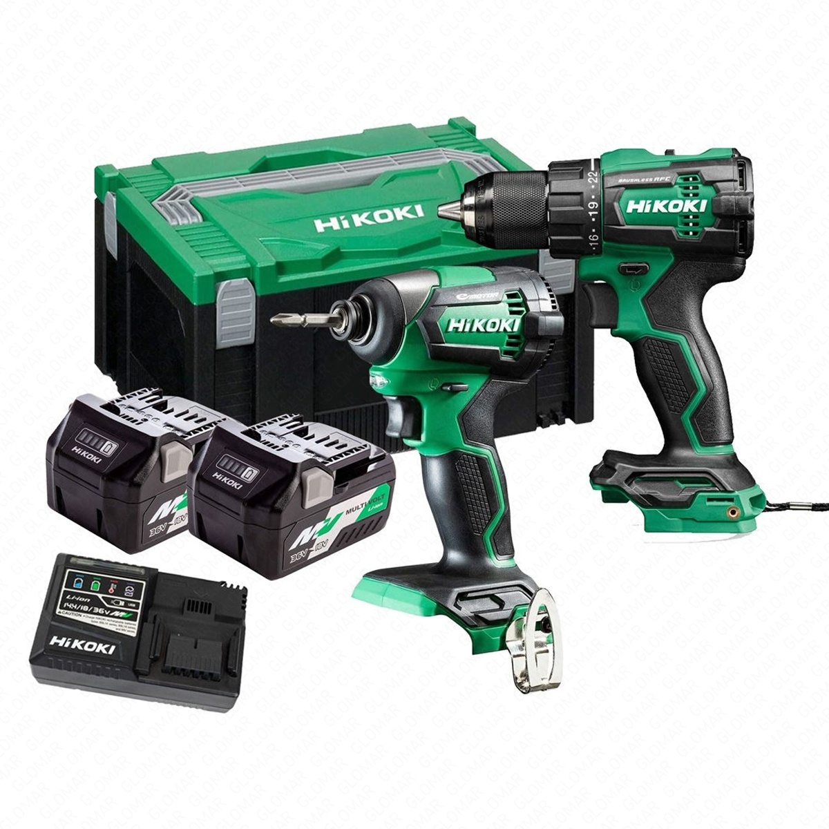 Hikoki Combi Drill  Impact Driver 14 Cordless 18V Brushless With 2 x 5.0Ah Batteries, Charger  Case  KC18DEJAZ