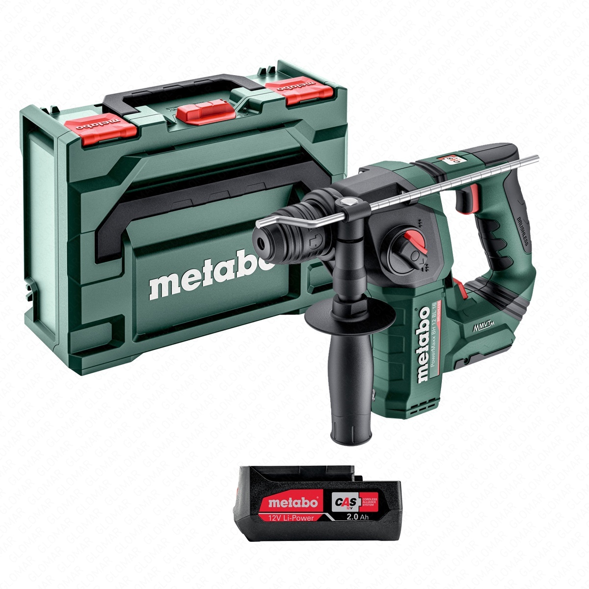 Metabo PowerMaxx BH 12 BL 16 12V Cordless Brushless Rotary Hammer With 1 x 2.0Ah Battery  MetaBox