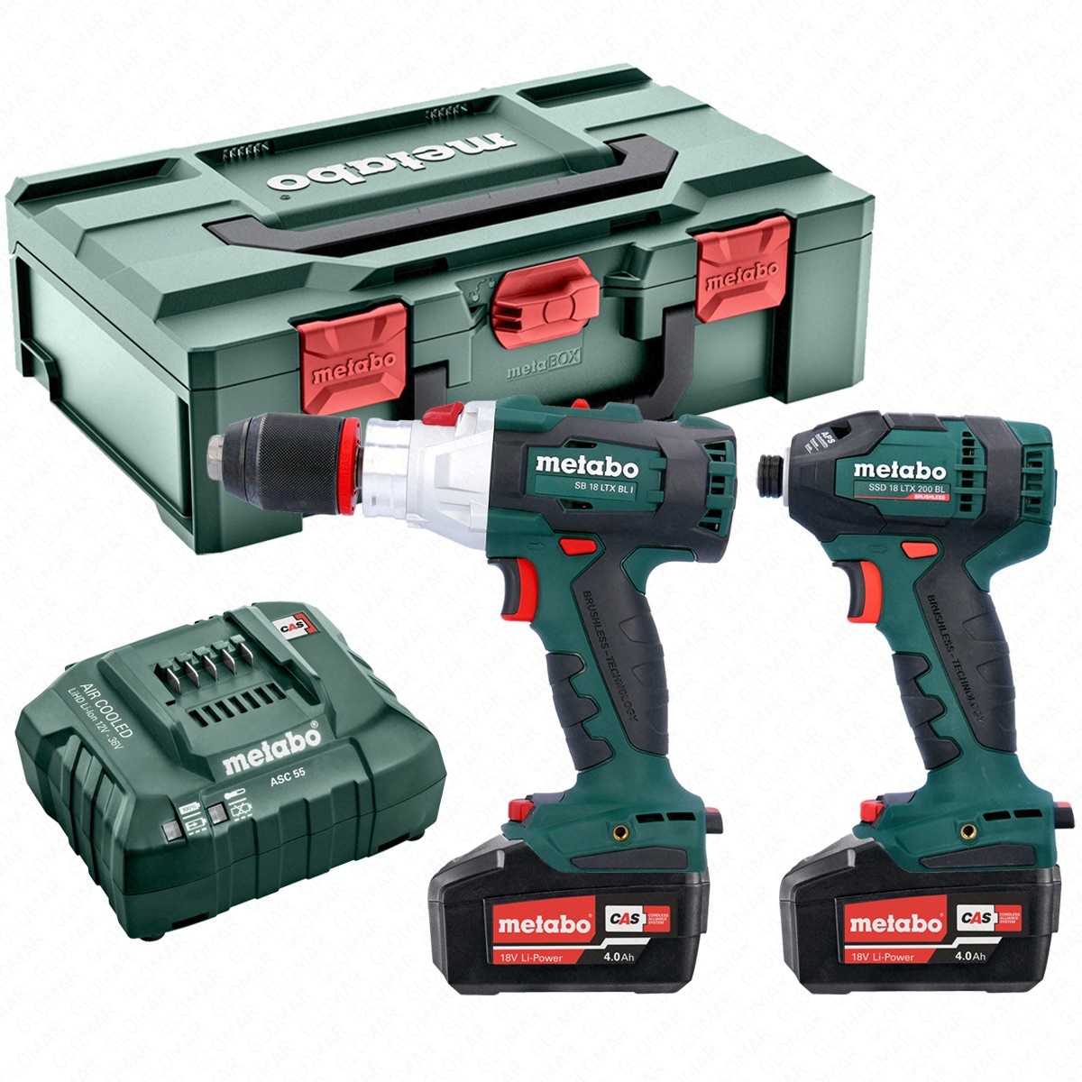 Metabo Hammer Drill  Impact Driver SSD Coldress 18V Brushless With 2 x 4.0Ah Li-Power Batteries, Charger 55W  metaBOX 145 L  685184580