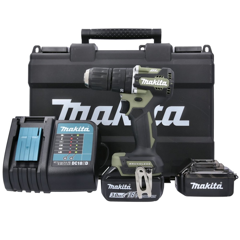 Makita Combi Drill DHP487FX3O 18V LXT Cordless Brushless 2x3.0Ah, Charger  Case