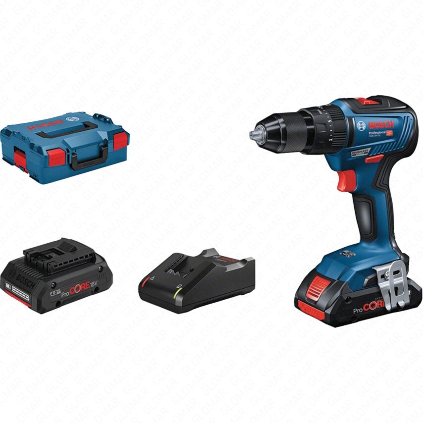 GSB 18V-55, Cordless Combi Drill, 18V, 13mm Keyless Chuck, Brushless, 2x4.0Ah