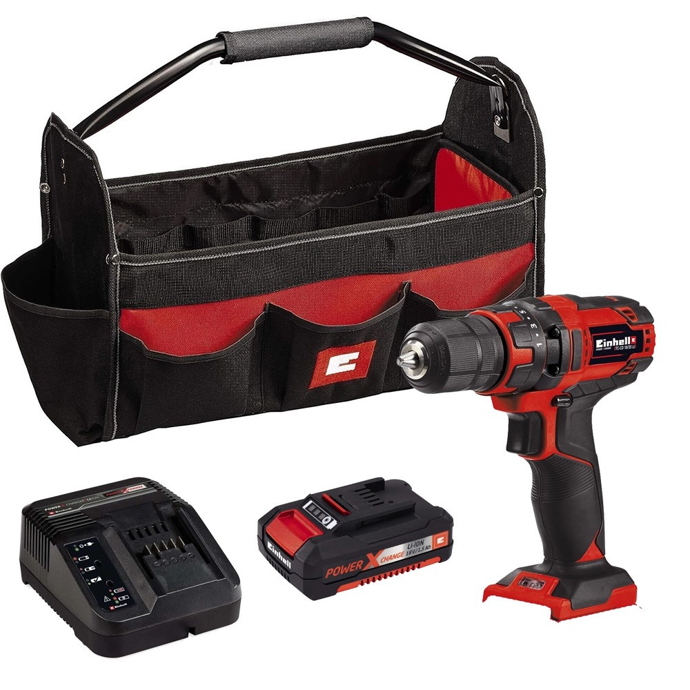Einhell TC-CD 1835 Li-Solo 18V Drill Driver, 1x 1.5Ah Battery, Charger  Open Top Tote Bag