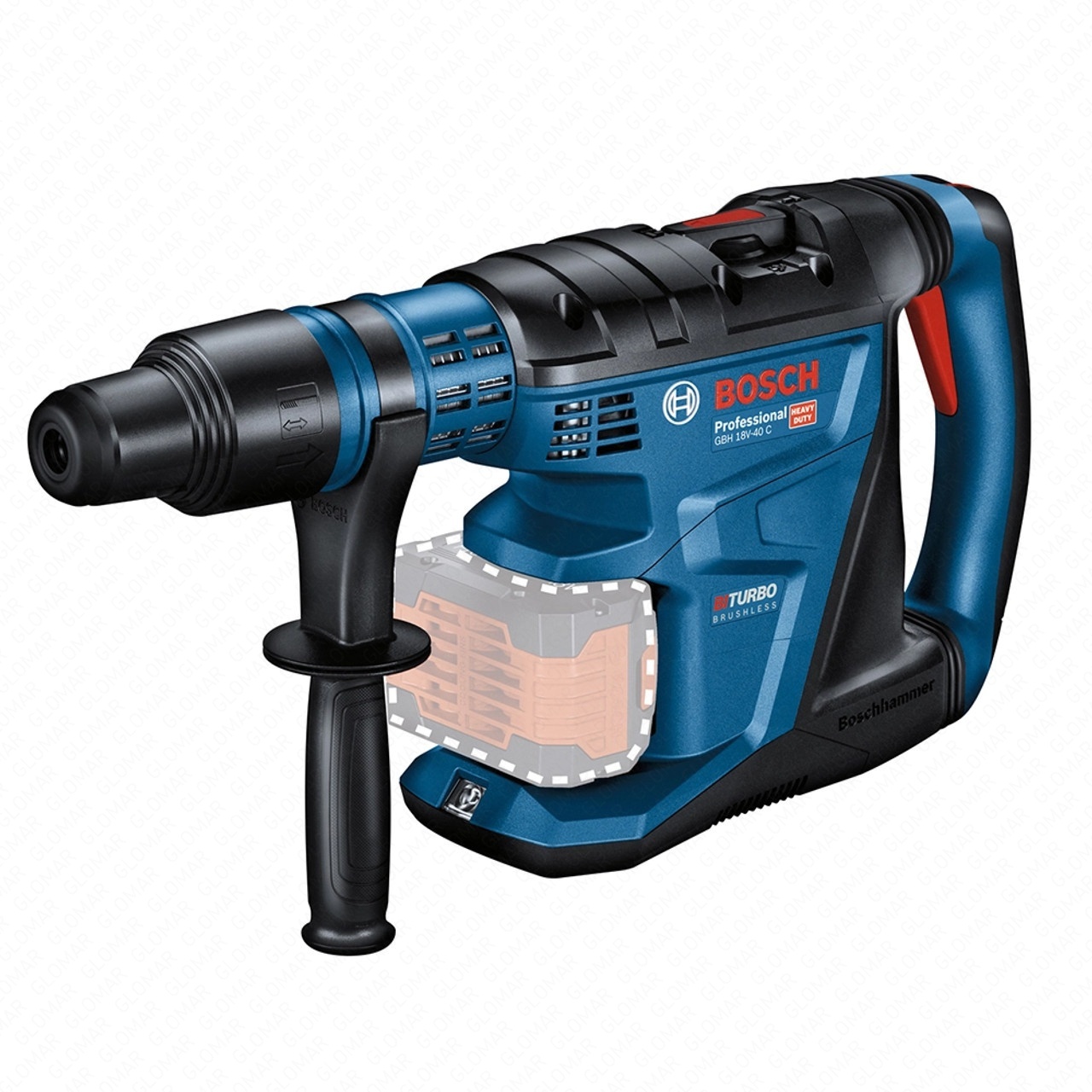 Bosch GBH 18V-40 C BITURBO Brushless 18V SDS-MAX Rotary Hammer Drill, 2x 8.0Ah ProCORE Batteries, Charger  Case