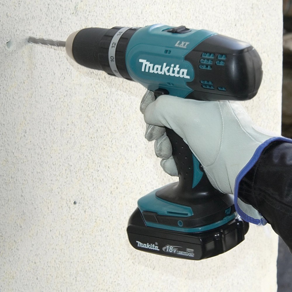 Makita DHP453F002 18V LXT Combi Drill, 1x 3.0Ah Battery, Charger, Case  101 Piece Accessory Set