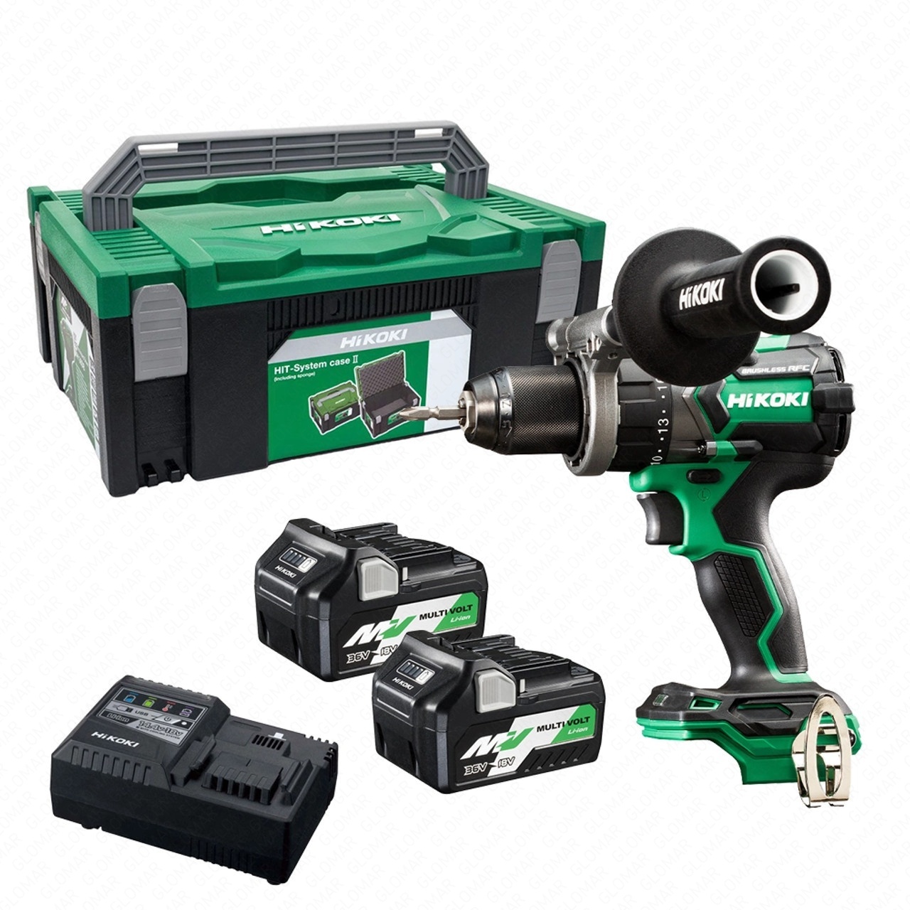 Hikoki DV18DCJRZ 18V Brushless Combi Drill, 2x 5.0Ah MultiVolt Batteries, Fast Charger  Case