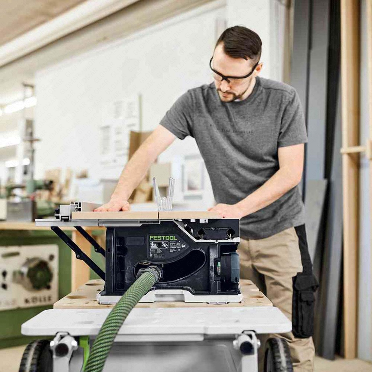 Festool CSC SYS 50 EBI 36V Twin 18V Brushless Table Saw, Saw Cover, 2x 5.0Ah Batteries, Rapid Charger  Case