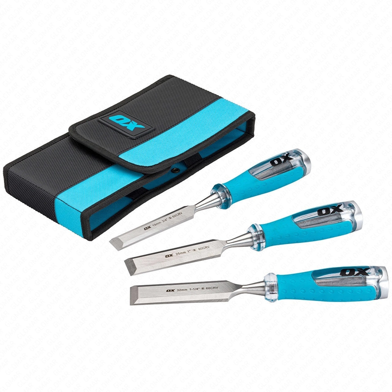 OX Pro 3 Piece Wood Chisel Set with Case