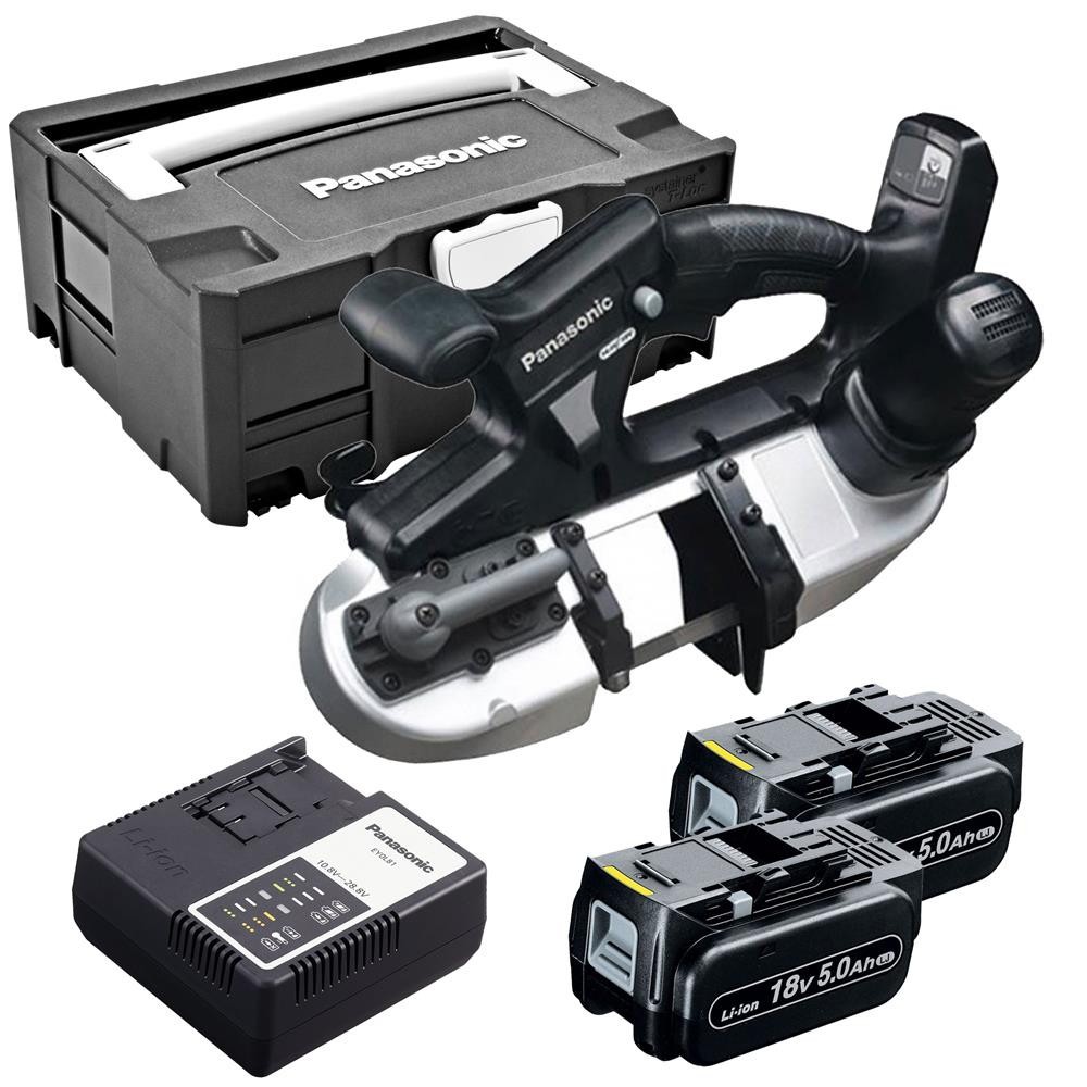 Panasonic EY45A5 LJ2GT31 18V Bandsaw with 2x 5.0Ah Batteries, Charger & Case
