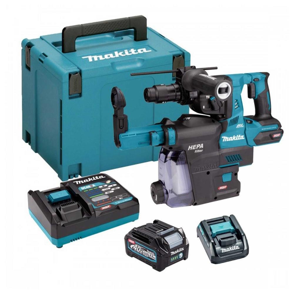 Makita HR004GD204 40V XGT Brushless Rotary Hammer with 2x 2.5Ah Batteries, Charger & Case