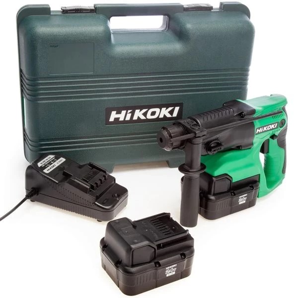 Hikoki DH24DVC 24V Cordless 3-Mode SDS Plus Rotary Hammer Drill With 2 x 2.0Ah NiMH Batteries, Charger  Carry Case