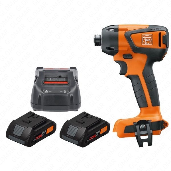 Fein AMPShare ASCD 18-200 W4 18V Cordless Brushless Impact Driver With 2 x 4.0Ah Batteries  Charger