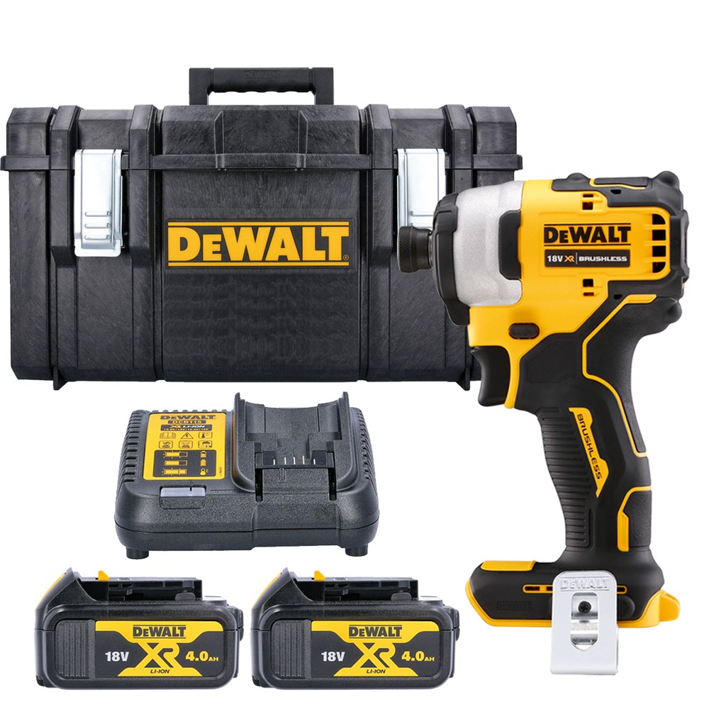 Dewalt DCF809 18V XR Cordless Brushless Impact Driver With 2 x 4.0Ah Batteries, Charger  Case