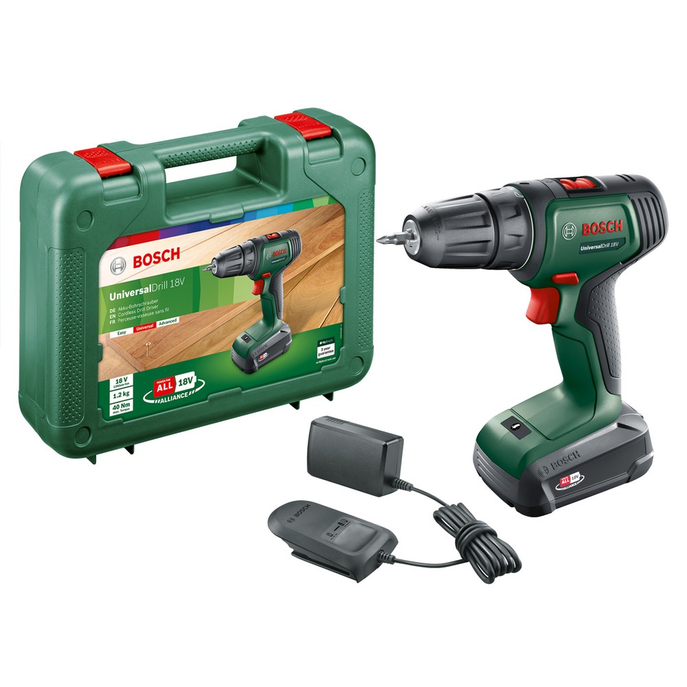 Bosch 06039D4070 18V  Universal Drill Driver With 1.5Ah Battery, Charger  Case