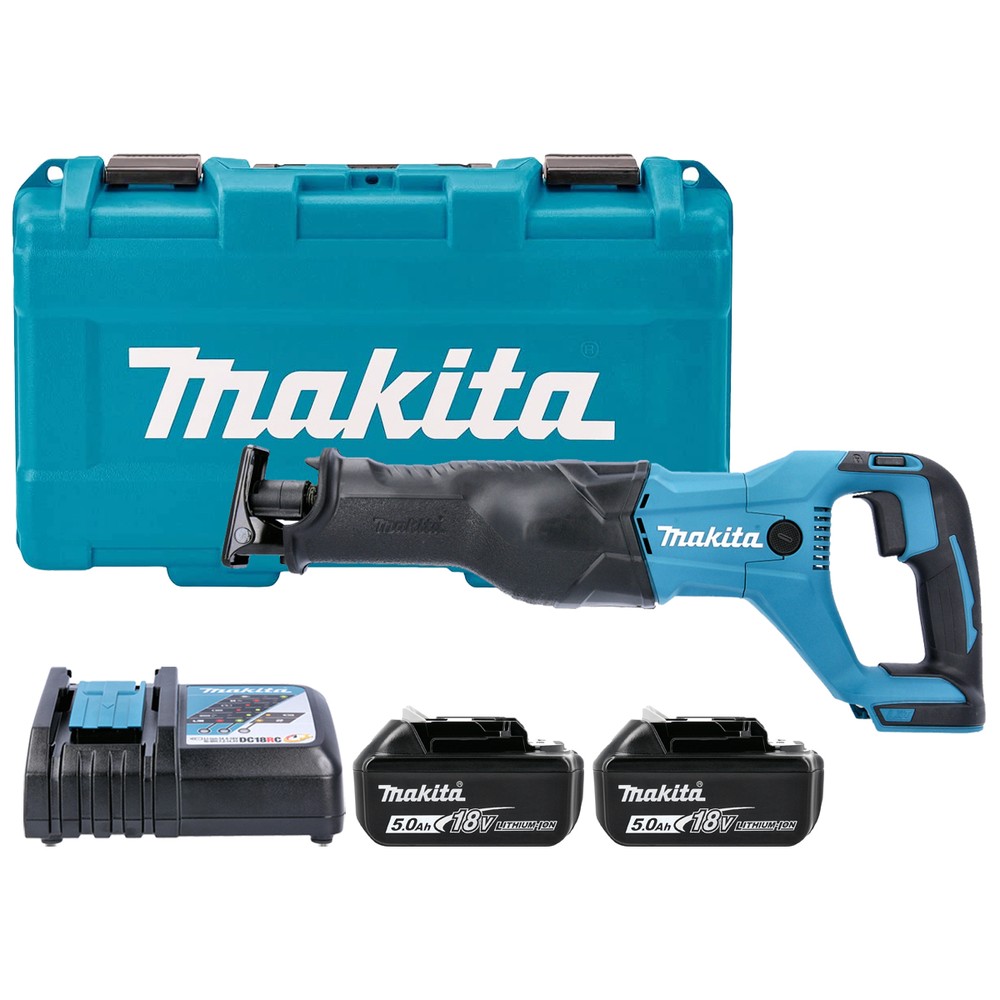 Makita DJR186RTE KIT 18V LXT Cordless 32mm Reciprocating Saw With 2 X 5.0Ah Batteries, Charger  Case