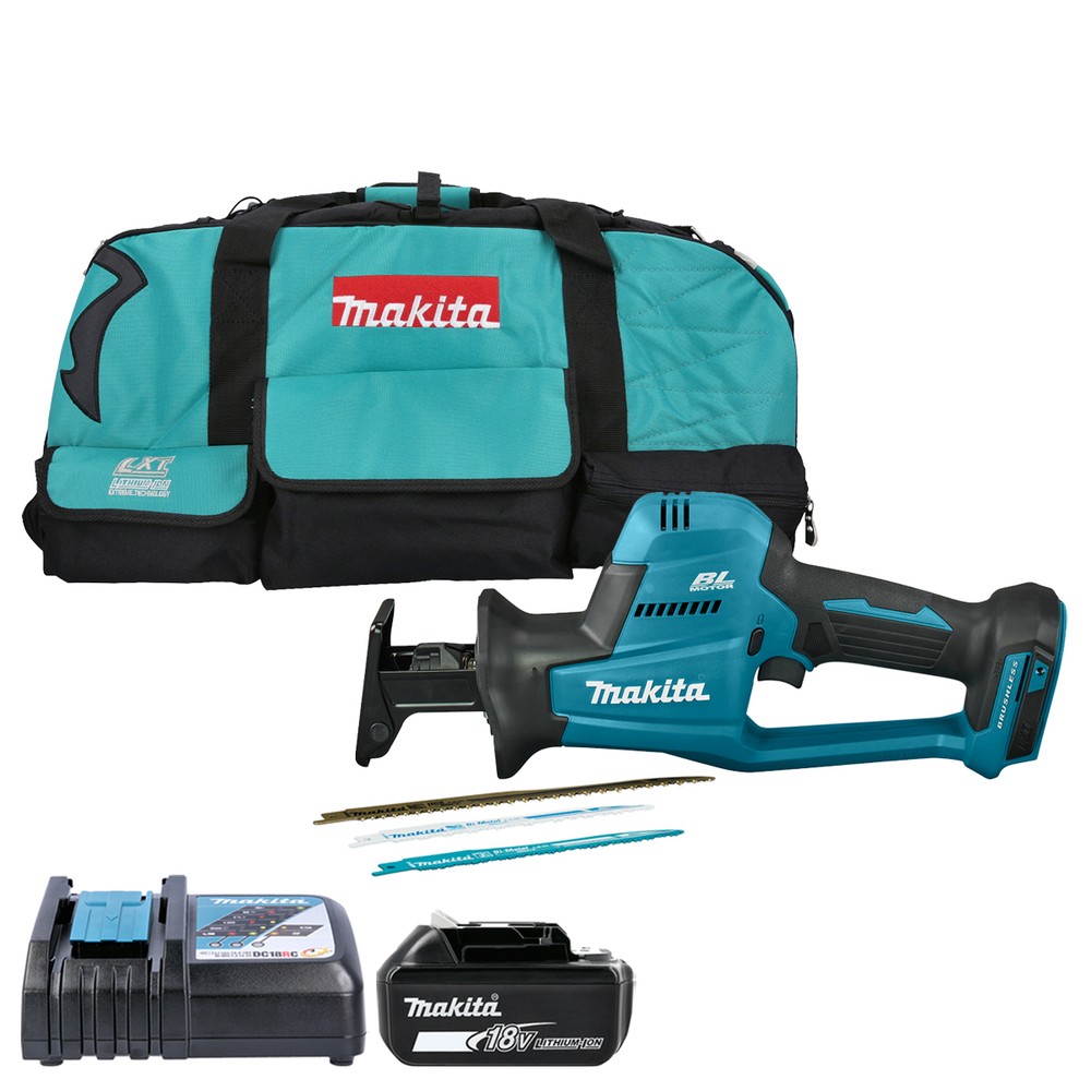 Makita Reciprocating Saw DJR189Z 18V LXT Cordless Brushless 22mm Stroke Length With 1 x 4.0Ah Battery, Charger  LXT600 Tool Bag