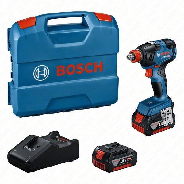 Bosch GDX 18V-200 2 x 5Ah, GAL 18V-40, L-CASE BRUSHLESS 18V Impact Driver - 06019J2272