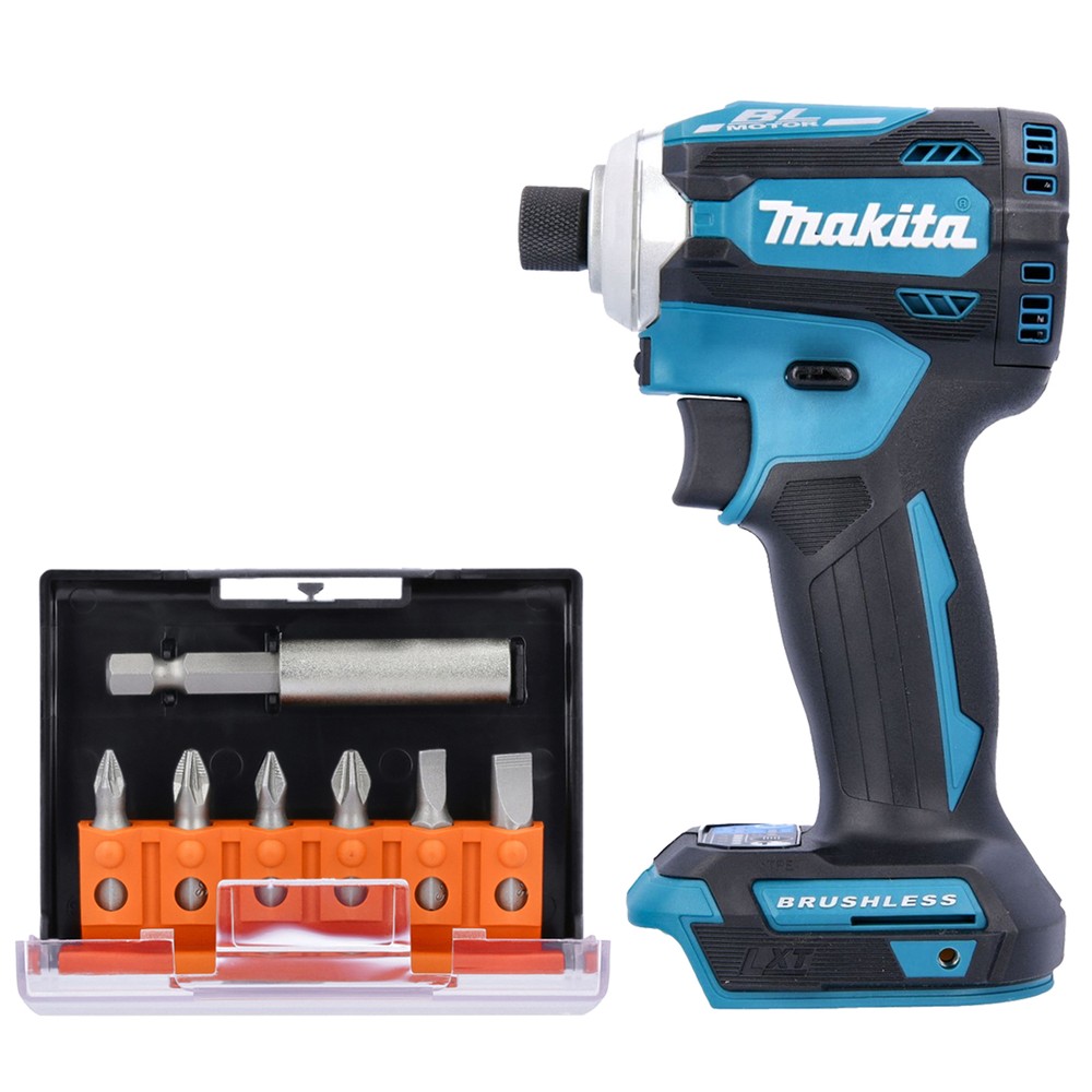 Makita DTD171 18V LXT Cordless Brushless Impact Driver with 7 Piece Screwdriver Bit Set