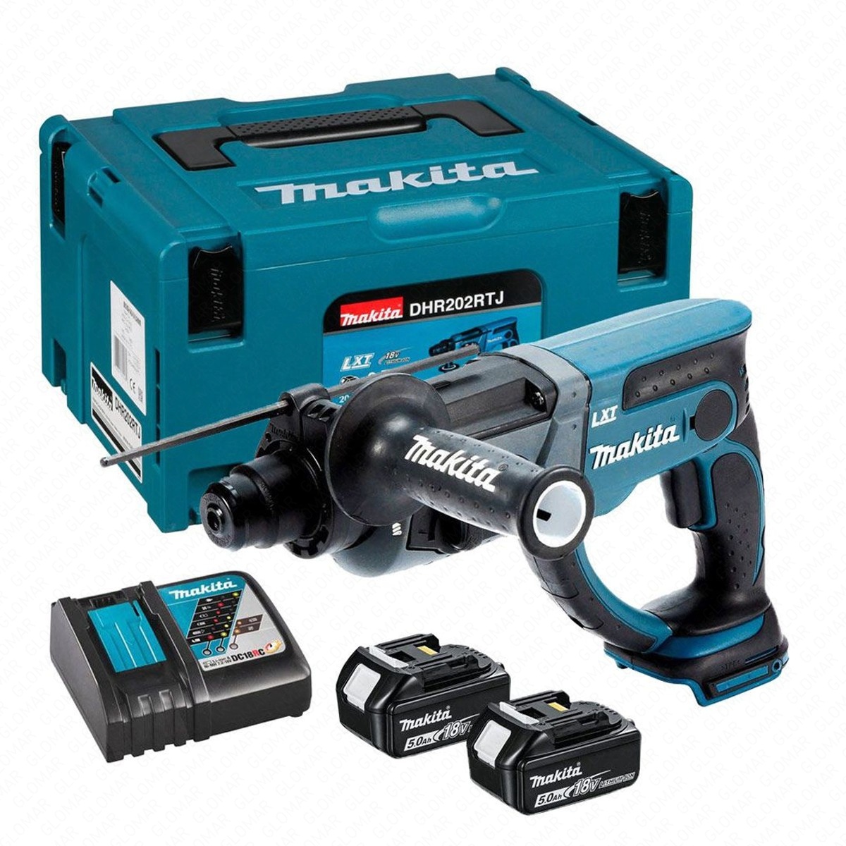 Makita DHR202RTJ 18v LXT SDS Plus Rotary Hammer 20mm Inc 2x 5.0Ah Batts