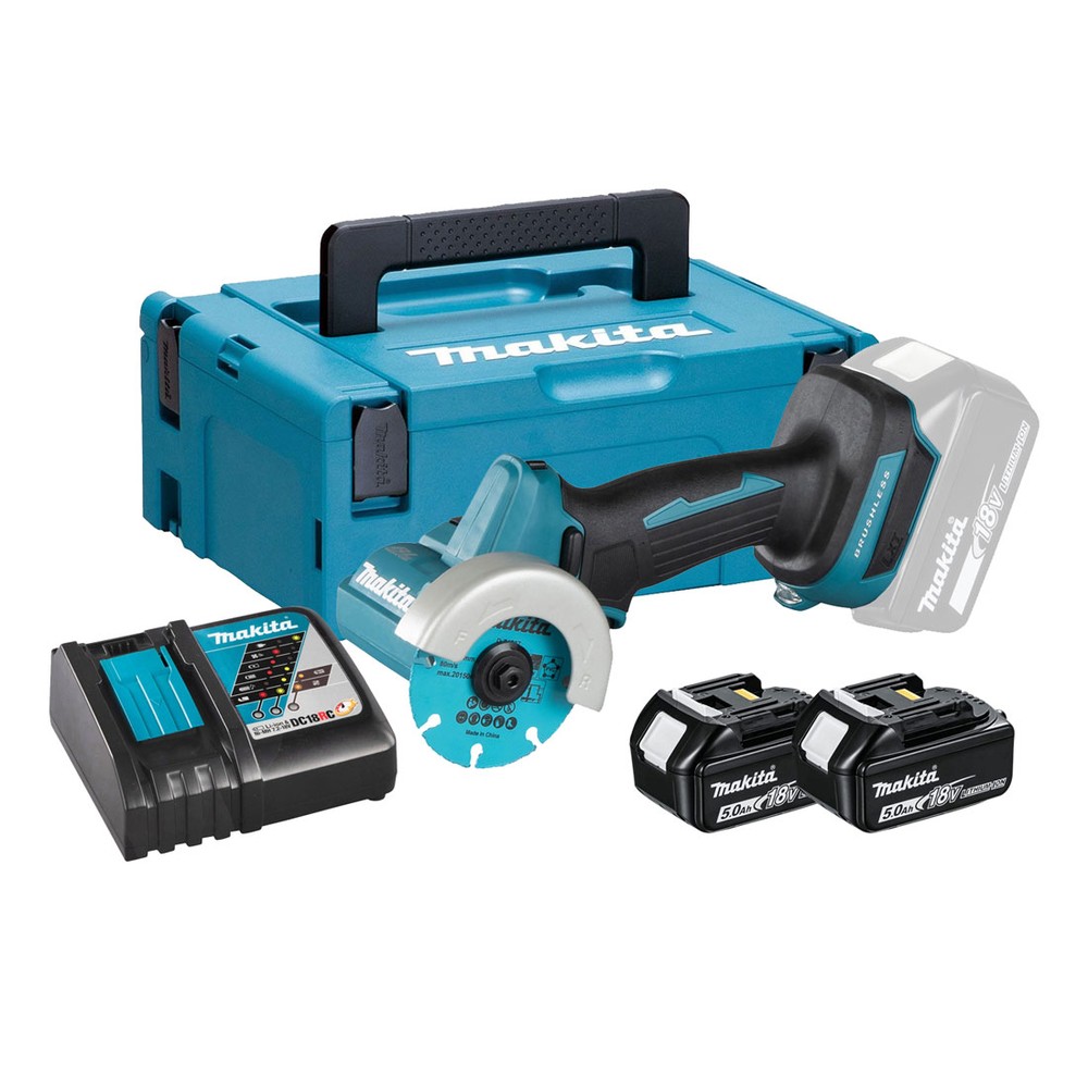 Makita DMC300RTJ 18v LXT Brushless 76mm Cut-Off Saw Inc 2x 5.0Ah Batts