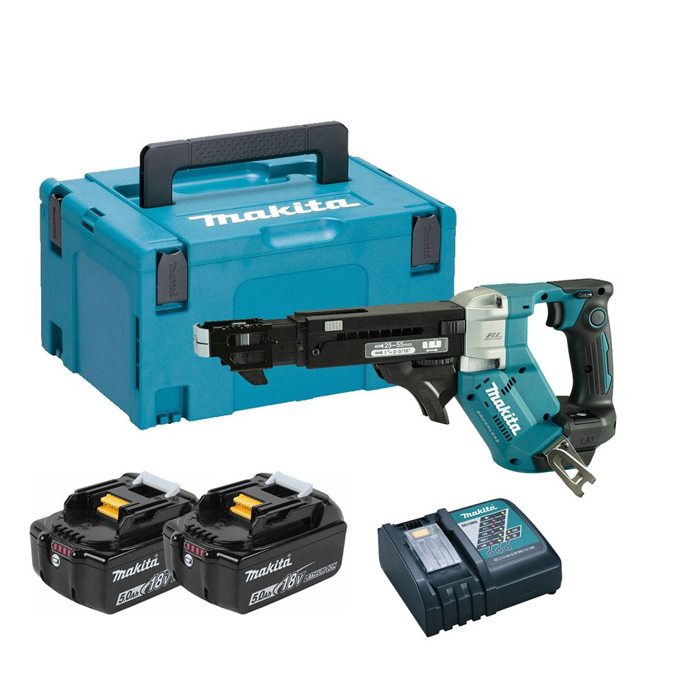 Makita DFR551RTJ 18v LXT Cordless Auto Feed Screwdriver Inc 2x 5.0Ah Batts