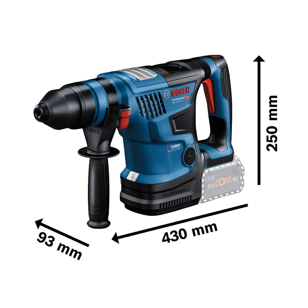 Bosch Professional GBH 18V-34 CF BITURBO Brushless SDS+ Plus Rotary Hammer Drill Inc 2x 8.0Ah Batts