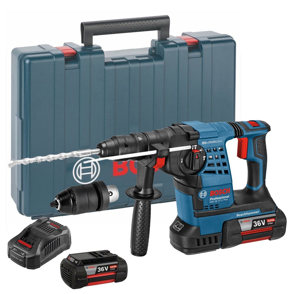 Bosch Professional GBH 36 VF-LI Plus 36v SDS+ Plus Rotary Hammer Drill Inc 2x 4.0Ah Batts & QCC