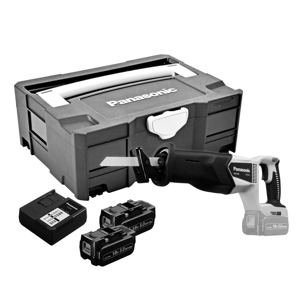 Panasonic EY45A1LJ2G31 Dual Voltage 14.4v/18v Reciprocating Saw inc 2x 5.0Ah Batts
