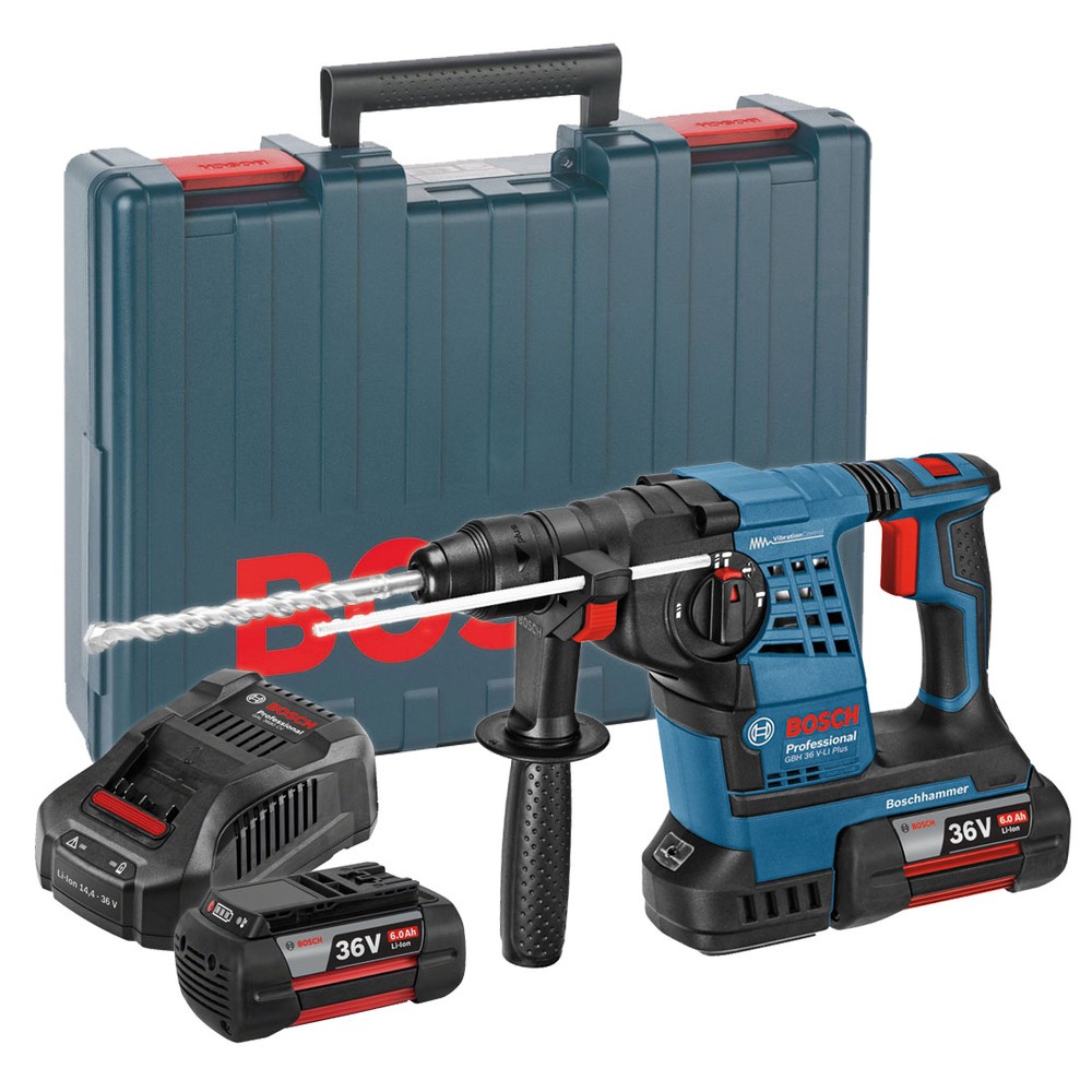 Bosch Professional GBH 36 V-LI Plus 36v SDS+ Plus Rotary Hammer Drill Inc 2x 6.0Ah Batts