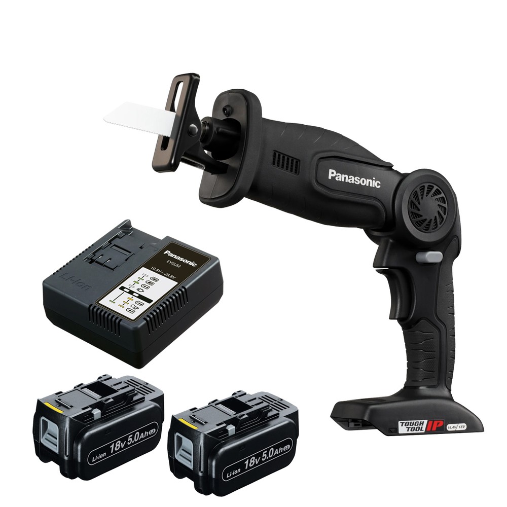 Panasonic PAN47A1LJ 14.418V Cordless Folding Reciprocating Saw With 2 x 5.0Ah Batteries, Charger  Systainer Case