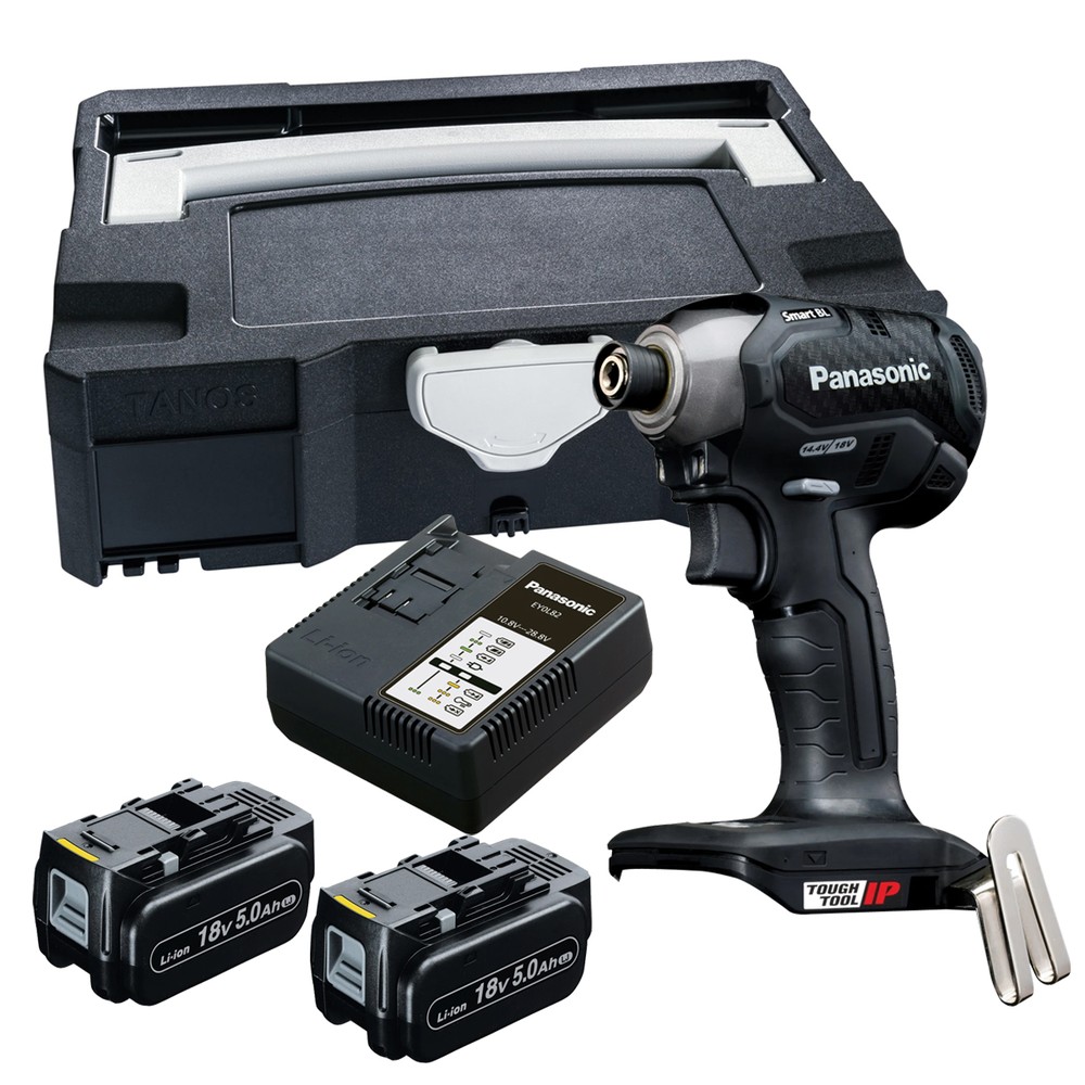 Panasonic PAN76A1LJ 18V Cordless Brushless Smart Impact Driver With 2 x 5Ah Batteries, Charger  Systainer Case