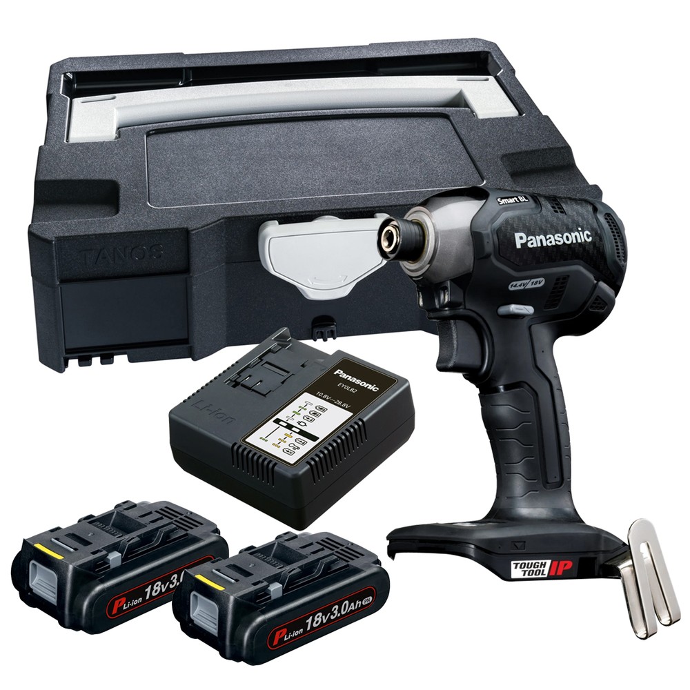 Panasonic PAN76A1PN 18V Cordless Brushless Smart Impact Driver With 2 x 3.0Ah Batteries, Charger  Systainer Case