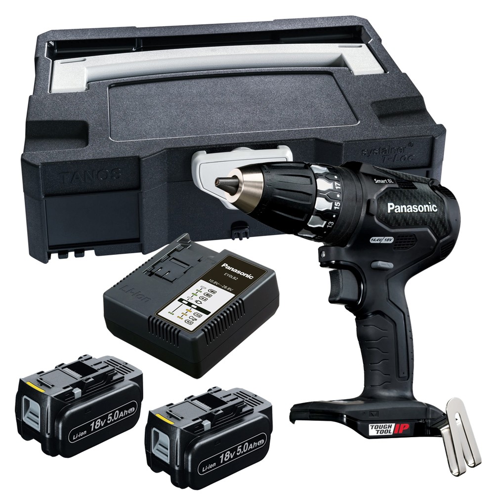 Panasonic PAN79A3LJ 18V Cordless Brushless Smart Combi Drill Driver With 2 x 5.0Ah Batteries, Charger  Case