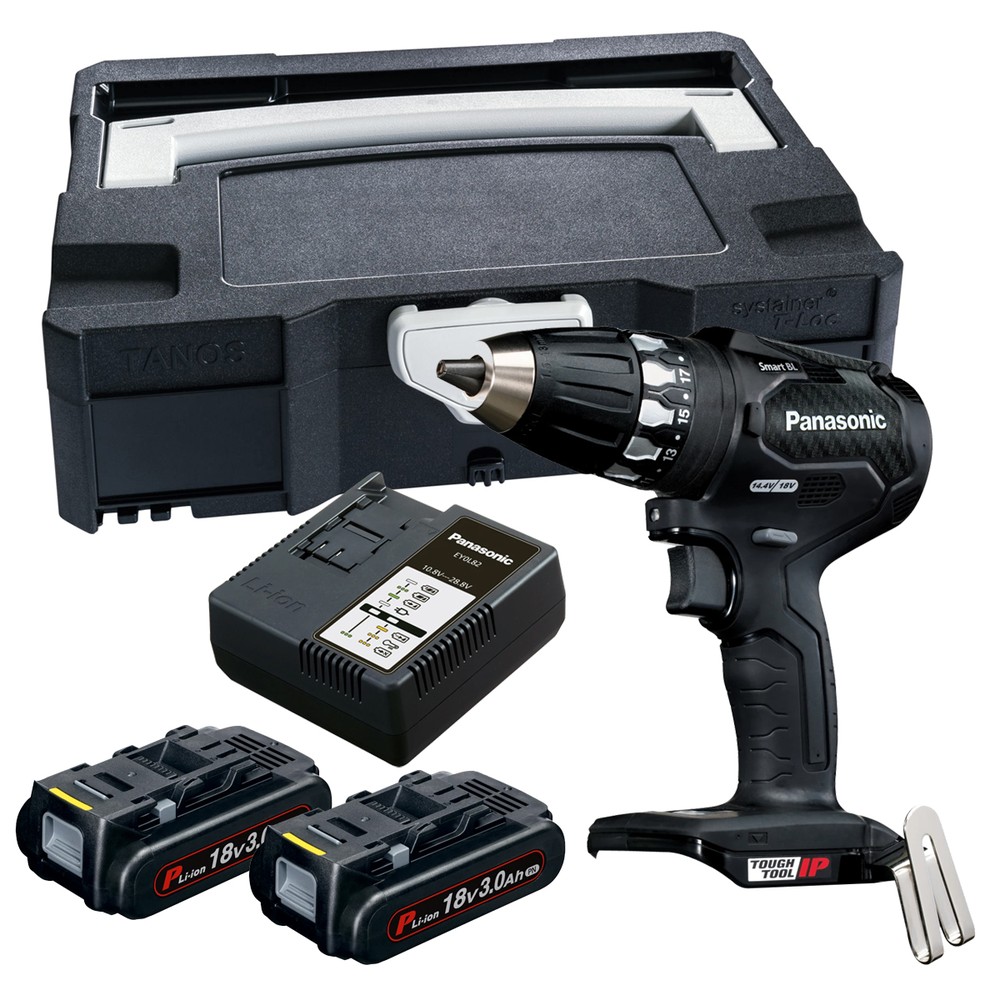 Panasonic PAN79A3PN 18V Cordless Brushless Smart Combi Drill Driver With 2 x 3.0Ah Batteries, Charger  Case