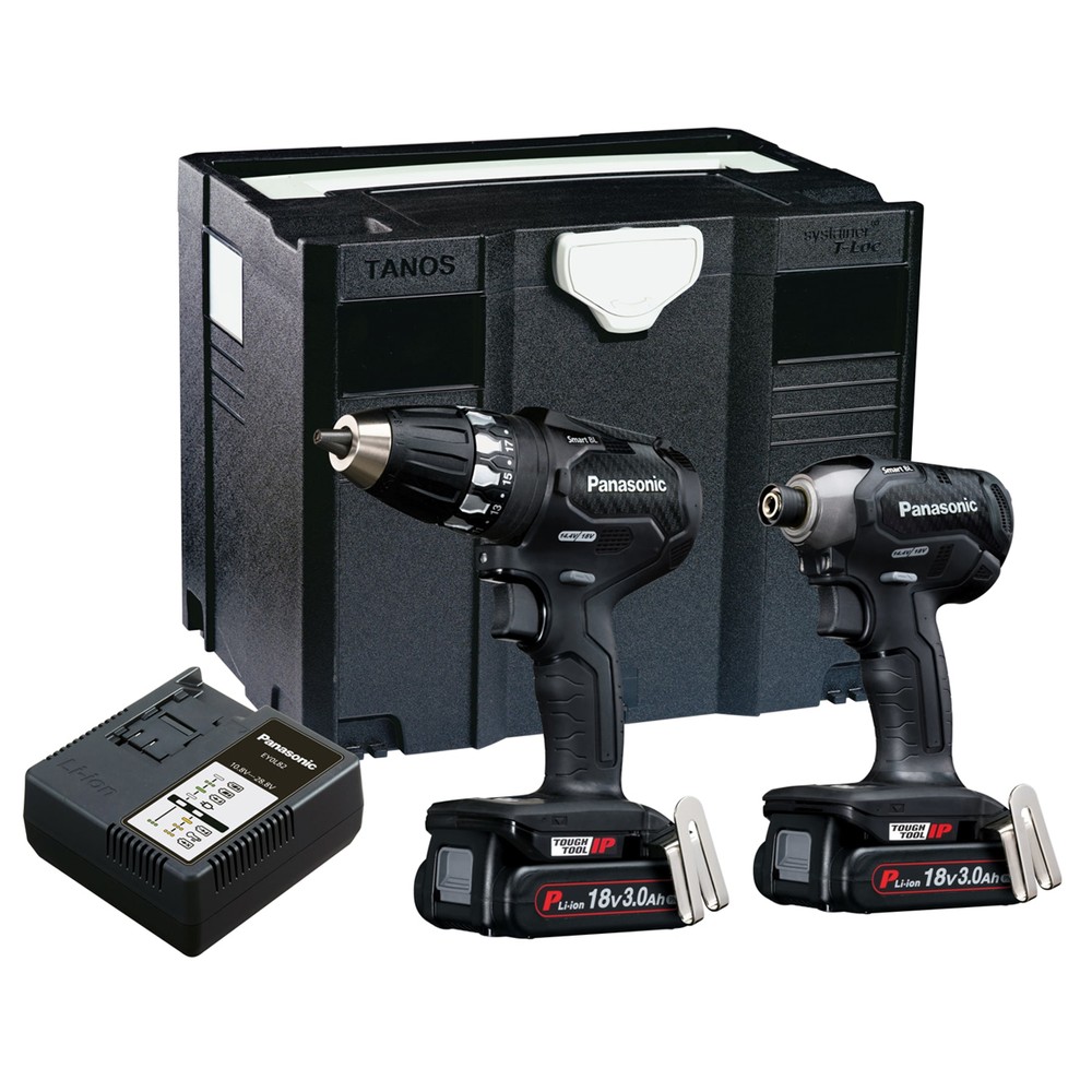 Panasonic PANC231PN 18V Cordless Brushless Smart Drill Driver  Impact Driver Twin Pack With 2 x 3.0Ah Batteries, Charger  Case