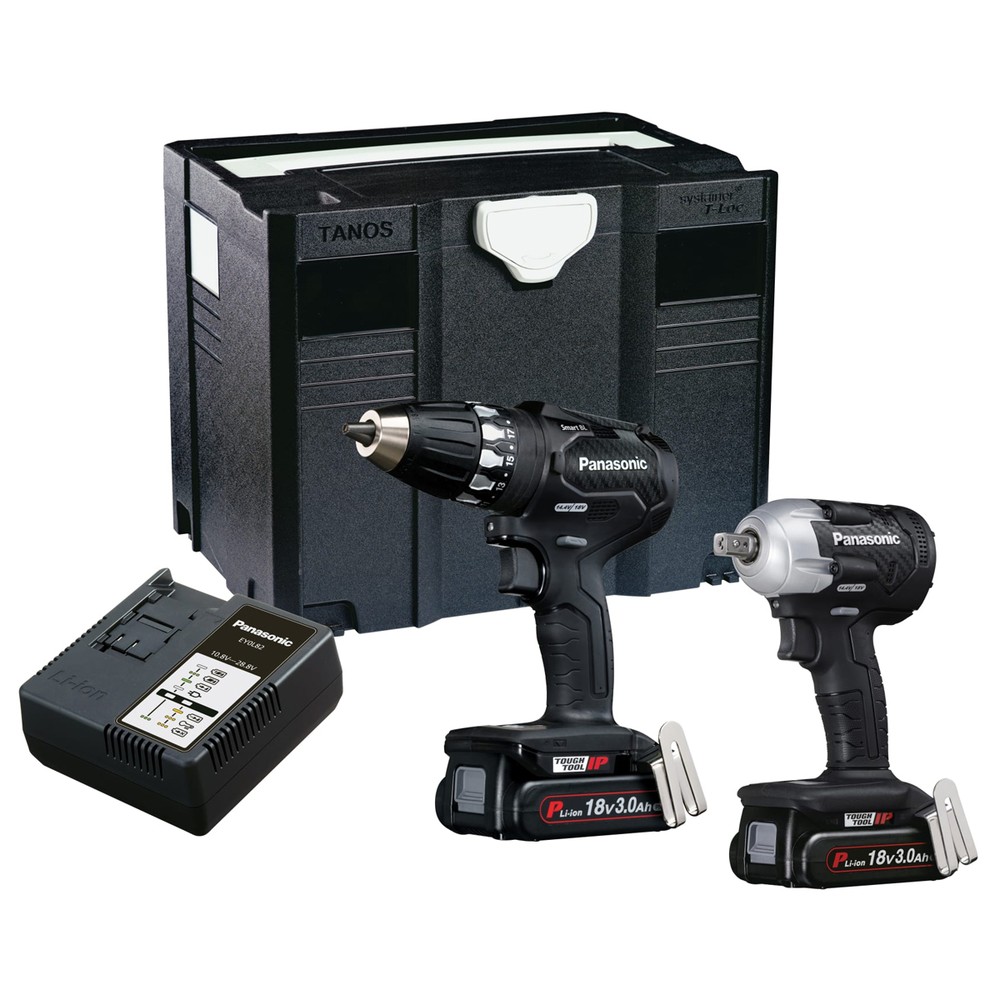 Panasonic PANC232PN 18V Cordless Brushless Smart Drill Driver  Impact Wrench Twin Pack With 2 x 3.0Ah Batteries, Charger  Case