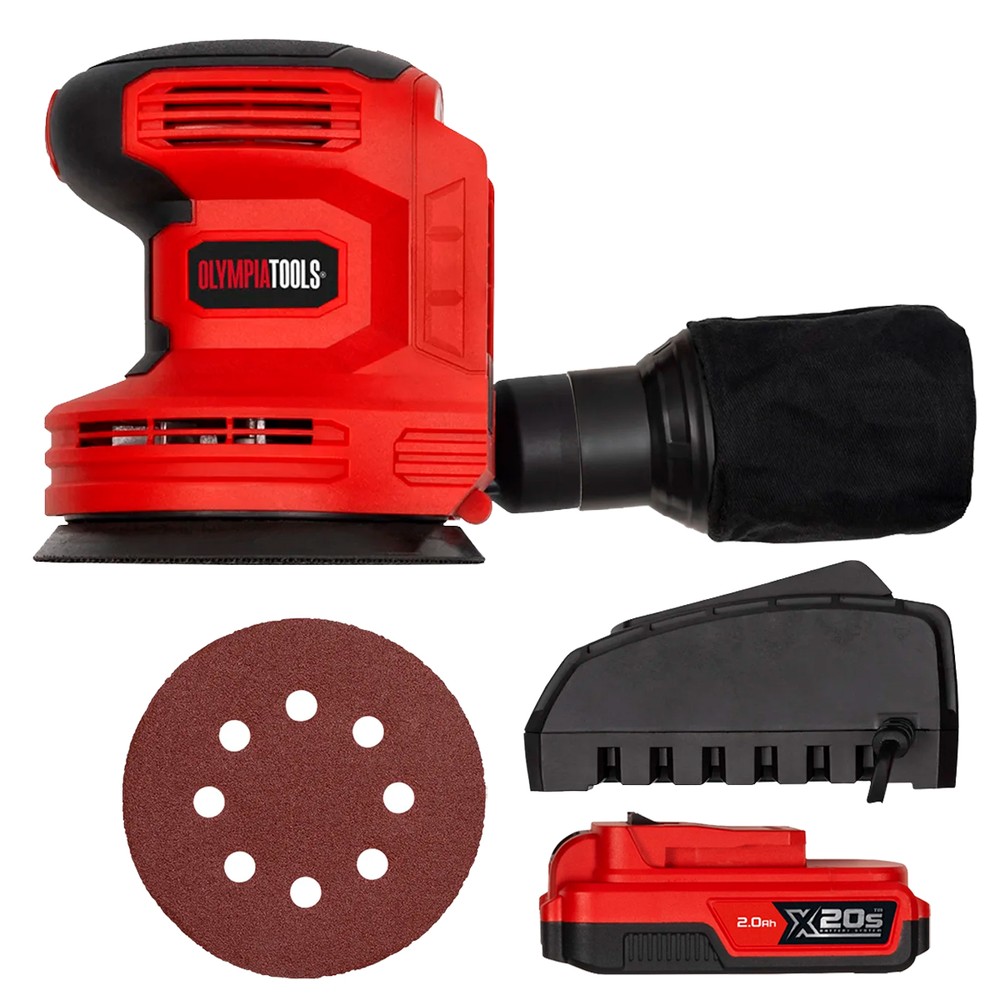 Olympia OLPX20SRO1 20V Cordless Random Orbital Sander With 1 x 2.0Ah Battery  Charger