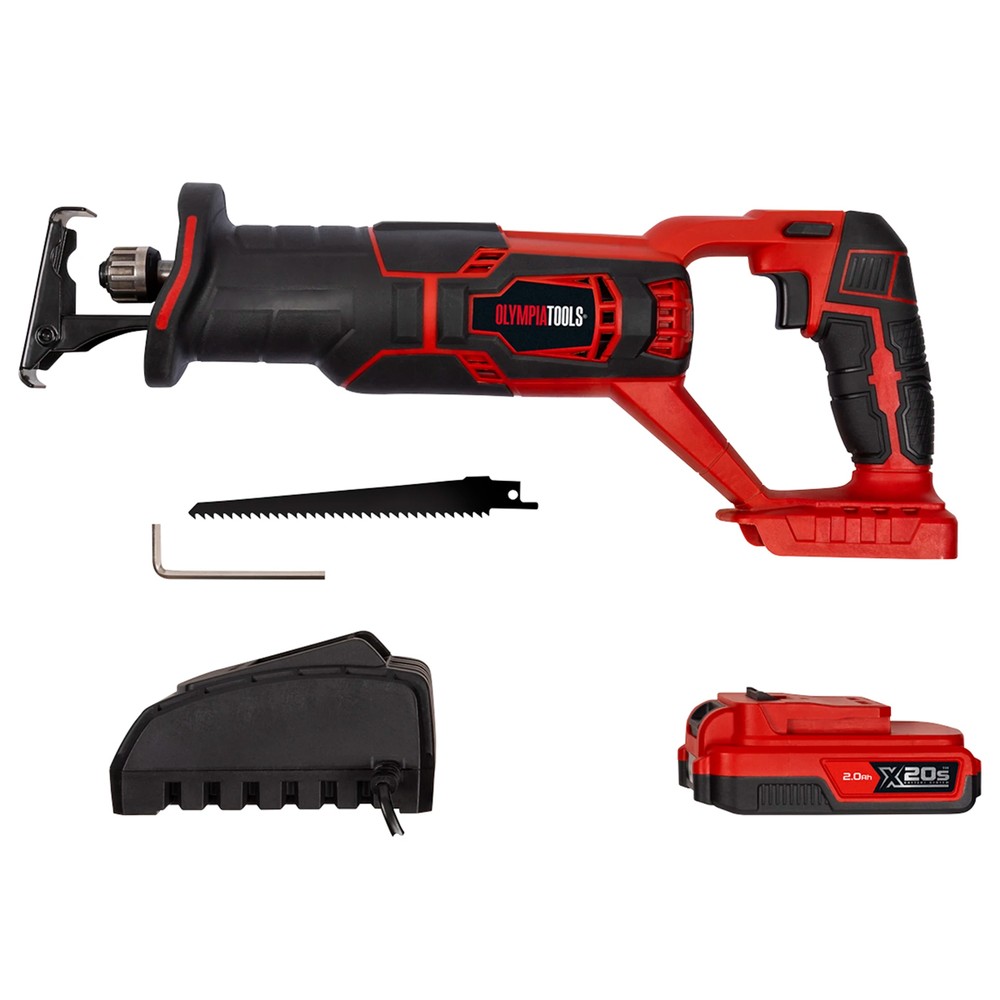 Olympia OLPX20SRS1 20V Cordless Reciprocating Saw With 1 x 2.0Ah Battery  Charger