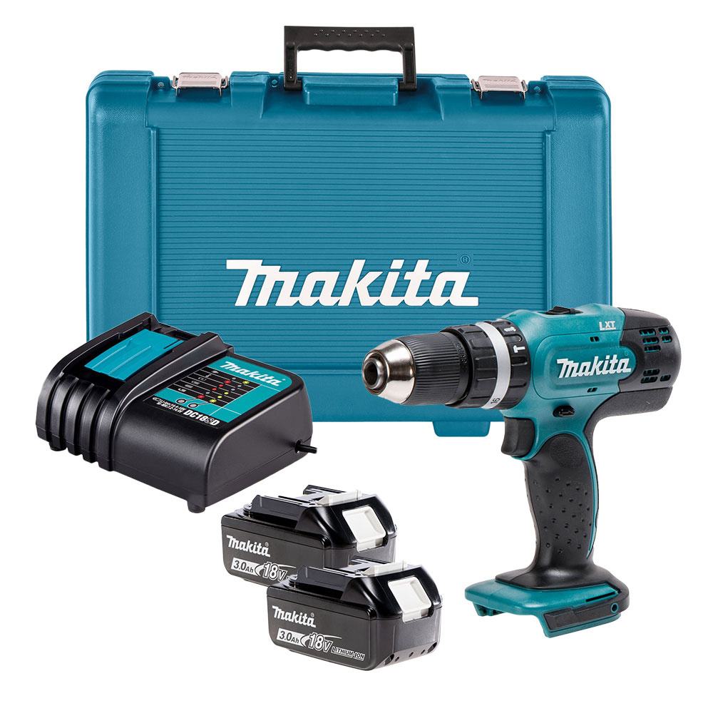 Makita DHP453F001 18v LXT Combi Drill Kit - 2 x 3.0ah Batteries